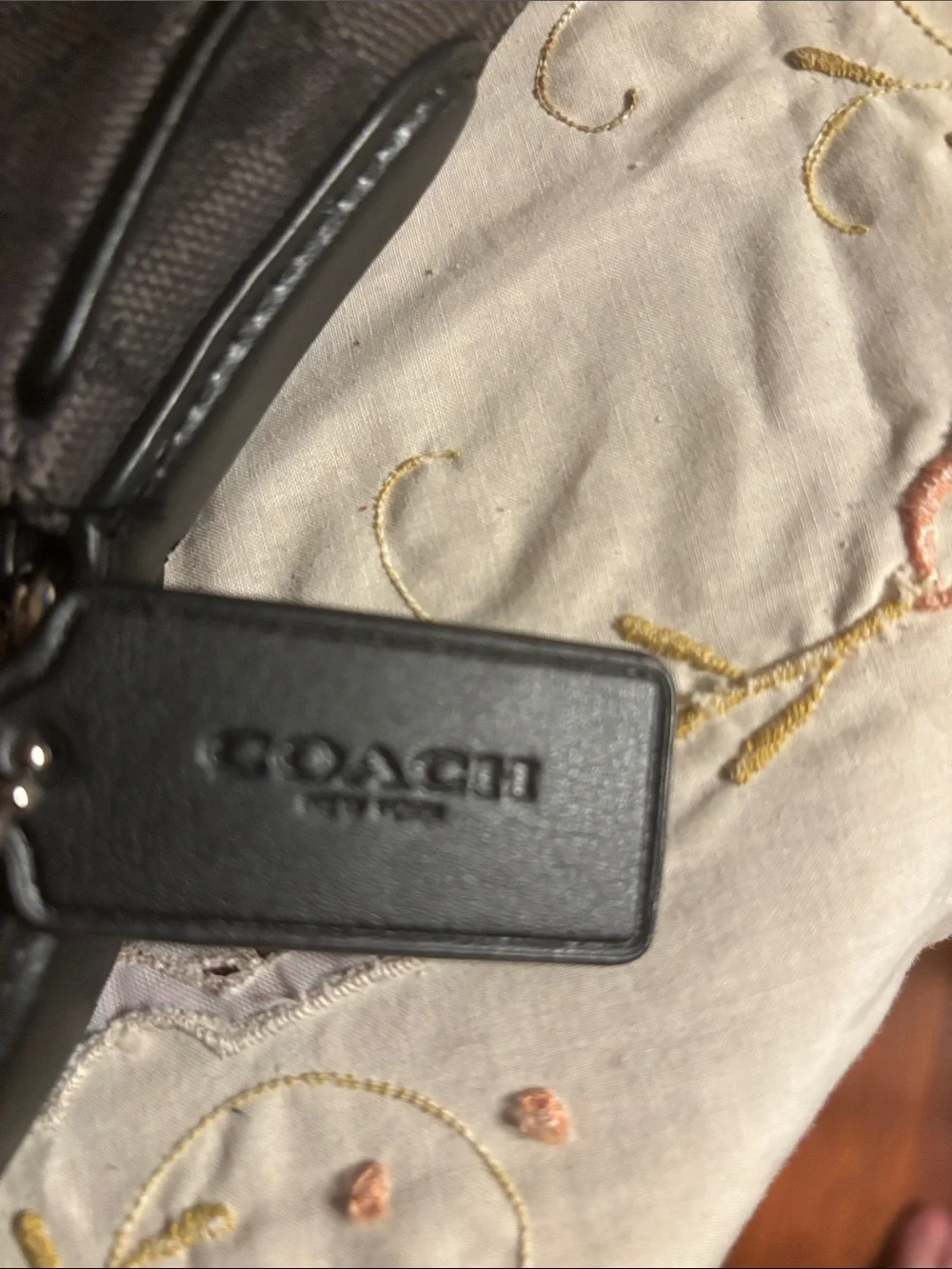 Coach Gray Signature Jacquard Shoulder Bag with Black Trim